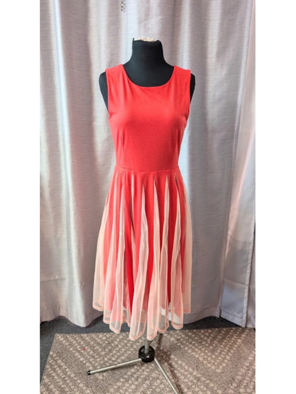 SOLD Coral and Mesh Tank Dress M